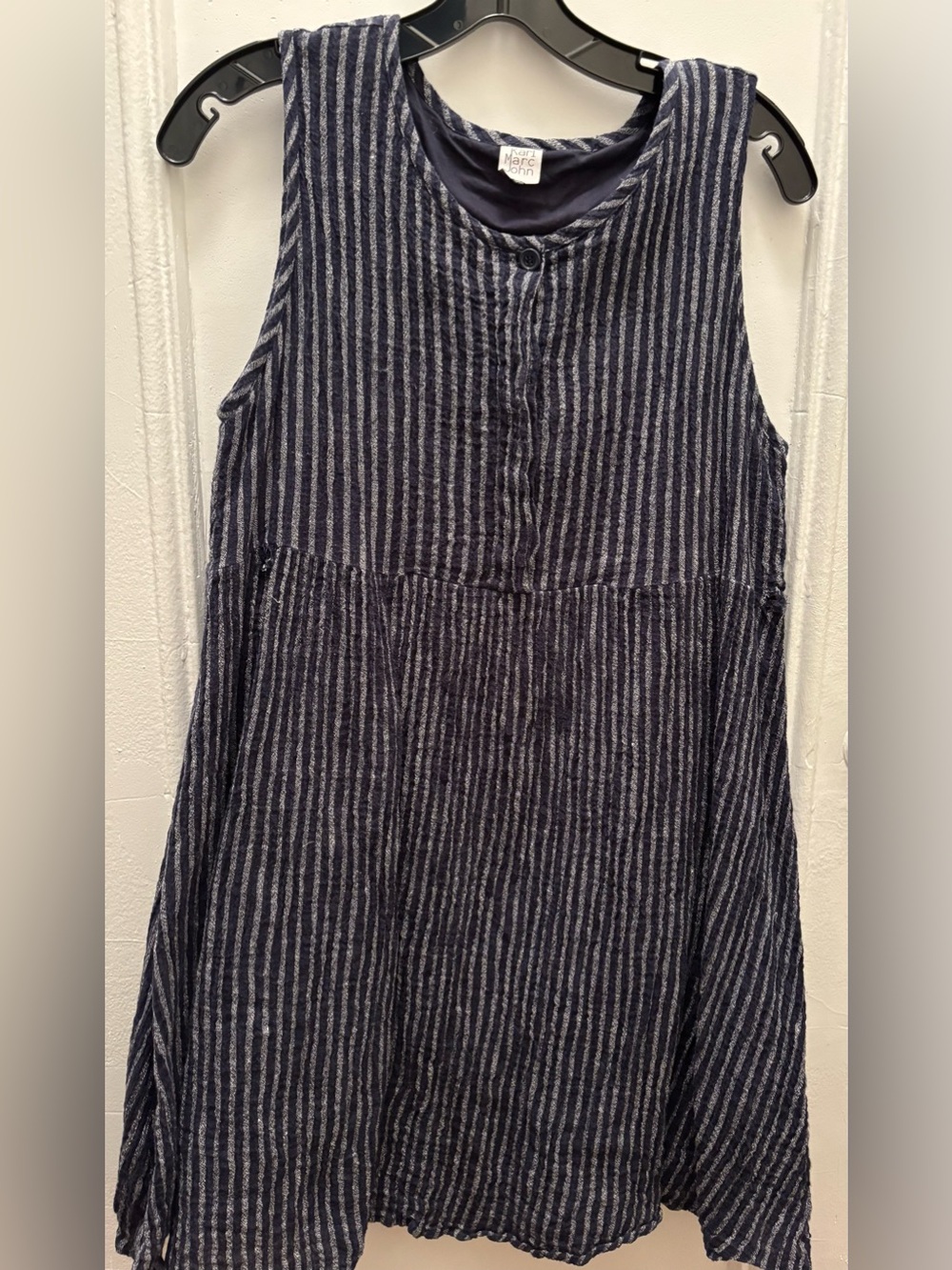 Sleeveless Midi Dress in Navy Stripe